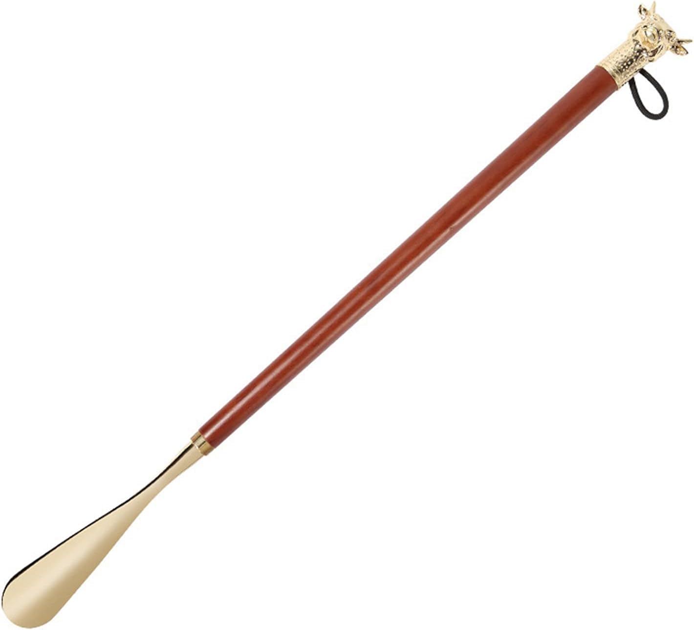 Ergonómico Calzador de Madera con Mango Largo, Calzador de decoración de Cabeza de Vaca de Metal, Cuchara para Zapatos Zapatos fáciles de Usar Herramienta Auxiliar para Zapatos Cómodo