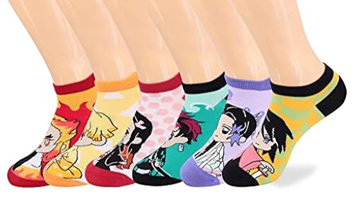 Roffatide anime demon Killer calcetines de tobillo 6 pares de calcetines de pecho bajo calcetines de rol no son adecuados para mujeres y hombres | Ya disponible en tu tienda friki favorita! En mundofriki.es!
