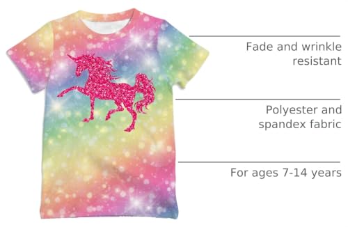 Image of Ainuno Graphic Tees for Boys Girls Kids 7-14Y, Summer Short Sleeve T Shirt Cool 3D Print