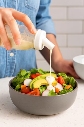 kitchentoolz Salad Dressing Shaker Bottle - 12oz Glass Salad Dressing Dispenser Container with Silicone Pour Spout for Sauces, Ranch, and Marinades - Pack of 1