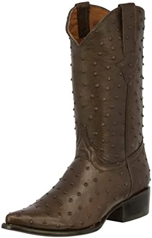 EL PRESIDENTE Mens Brown Cowboy Western Boots Full Ostrich Quill Print J Toe 13.5 D(M) US