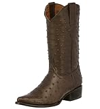 EL PRESIDENTE Mens Brown Cowboy Western Boots Full Ostrich Quill Print J Toe 13.5 D(M) US