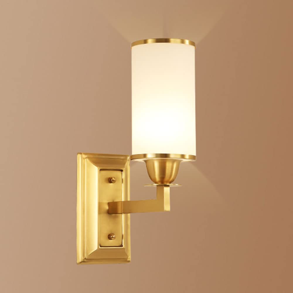 Applique murale en verre laiton moderne cylindrique H65 pour salon