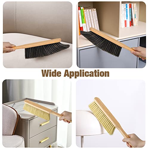 Xxflower Hand Broom, Dust Brush,Wooden Handle Duster For Counter, Bench, Car, Furniture, Bed, Woodworking Cleaning, Soft & Stiff Bristle Brushes, 2Pcs #TOP5
