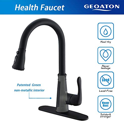 Touchless Kitchen Faucet with PullDown Sprayer,20 Single Kitchen Sink Faucets Black Pull Out Sprayer,High Arc Pulldown Single Handle for Motion Sensor,1handle 3 Hole Deck Mount,Black (Black)