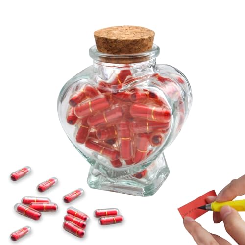 KQDRAVINE Cápsula de Mensaje en Una Botella de Vidrio, Amistad Cápsula Carta Amor Papel Mensaje Kawaii Para el Día de San Valentín Cumpleaños Aniversario Boda