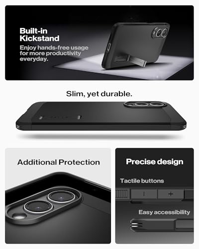 Image of Spigen for Galaxy S25 Edge Case, Tough Armor MagFit [Kickstand] [Compatible with MagSafe] [Military-Grade Protection] - Black