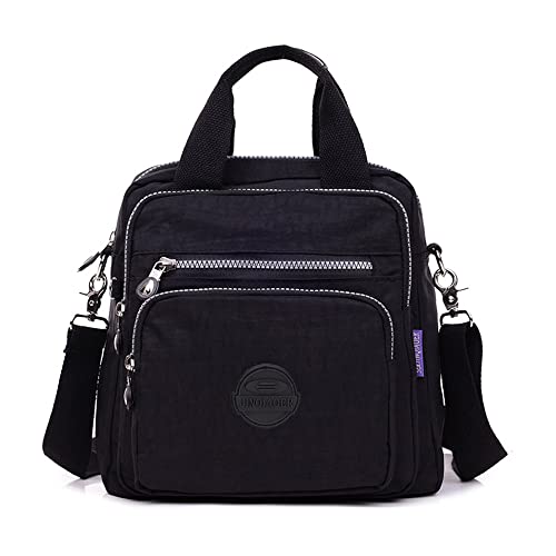 Bolsa Mochila Feminina Nylon Com Alça Removível Versátil Confortável Moderna Dia a Dia Preto