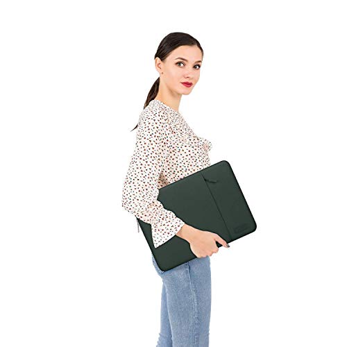 Mosiso Laptop Sleeve Bag Compatible With Macbook Air/Pro, 13-13.3 Inch Notebook, Compatible With Macbook Pro 14 Inch 2023-2021 A2779 M2 A2442 M1, Polyester Vertical Case With Pocket, Midnight Green #TOP4