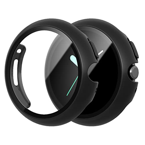 JZK 2 Pack for Google Pixel Watch 22023/Pixel Watch Screen Protector Case Overall Protective Case Cover Scratch Resistant Bumper Shell for Google Pixel Watch Accessories Black+Black