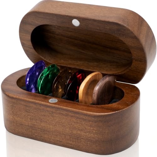 Wooden Guitar Pick Holder Set with Picks
