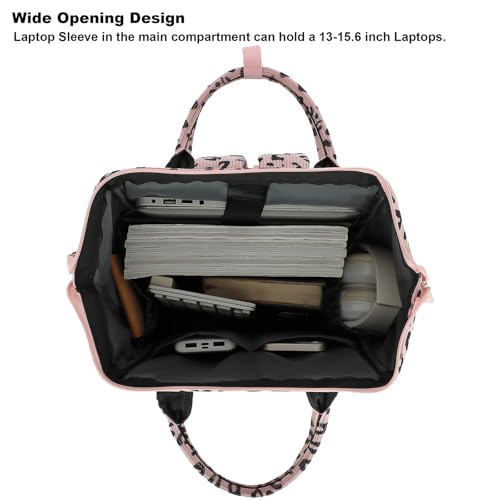 College Laptop Backpack, Travel Backpack for Women, Corduroy Casual Daypack, School Backpack Bookbag for Girls (Pink Corduroy Leopard)4