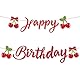 BOXOB Kirsch Happy Birthday Banner, Lustige Süße Fruchtdekorationen Glitzer Themen Happy Birthday Banner für Baby Shower Braut Gastgeschenk Zubehör