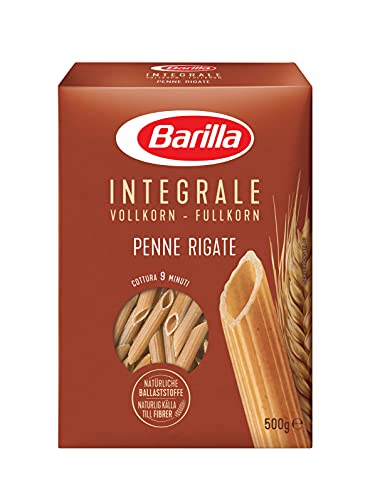 Barilla Pasta Integrale Penne Rigate – Vollkorn-Hartweizengrieß-Pasta mit natürlichen Ballaststoffen, 500g