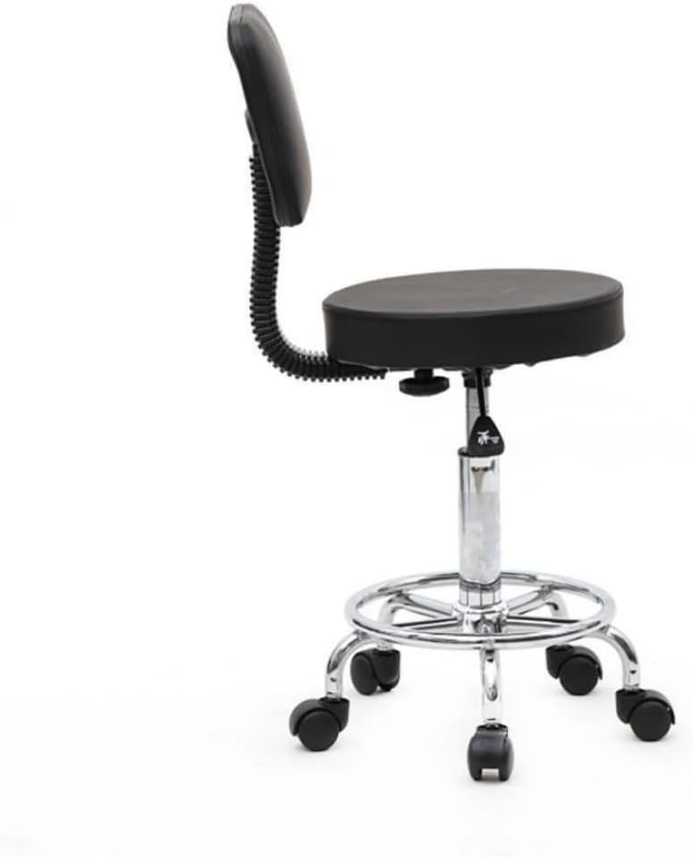 Adjustable Salon Stool, Rolling Swivel Chair with PU Leather, Round Height Adjustable Stool for Massage Spa Hair Salon, Black
