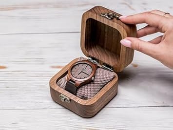 Wooden Watch Box with Cushion, Single Watch Storage Case, Vintage Style Display Case, Brown