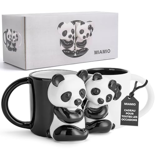 MIAMIO - Tasse en céramique Panda 400 ml Mug 3D Animal pour les amateurs de café et de thé Mug Panda Mignon Couple Cadeaux pour Anniversaire/Noël comme...