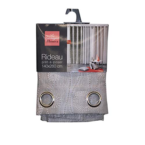 AHOME  Homea  Cortina con Ojales de poliéster, poliéster, Gris, 260x140 cm