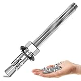Mywish 1/4 x 3-1/4 Inch Wedge Anchors, 10Pcs 304 Stainless Steel Industrial 1/4 Heavy Duty Industrial Masonry Wdege Anchor Bolts for Brick Cement and Concrete, Bright Finish