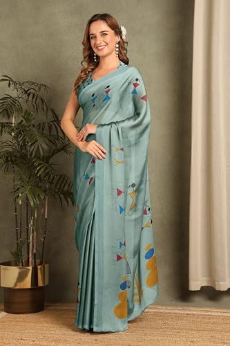 Image of MIRCHI FASHION Women Saree Floral Printed Chiffon | Breathable Lightweight Summer Sari for Office and Daily Use with Unstitched Blouse (Available in 20 Styles)