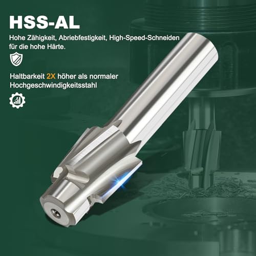 BALUGAEA 7 Stück Flachsenker Zapfensenker M3-M14 HSS Senker Schaftfräser 4 Zähne CNC Slot Bohrer Kegelsenker Senkbohrer für Metall, Stahl, Aluminium, Holz, Edestahl, Kunststoff