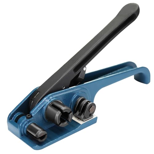 Heavy Duty Banding Strapping Tensioner &amp; Cutter Manual Packaging Tools Windlass for 1/2"-3/4" Width Polyester Poly Strap(Gemstone Blue)