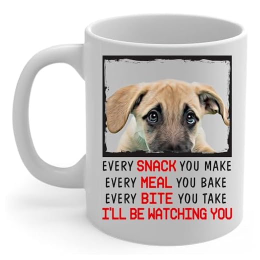 Every Snack You Make I'll Be Watching You Black Mouth Cur Puppy Coffee Mug 11oz - Peeking Animal Portrait Ceramic Cup White - Funny Gifts for Dog Lovers