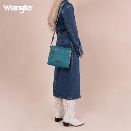 Image of Wrangler Aztec Crossbody Purse Medium Shoulder Bags for Women Western Handbag with Guitar Strap