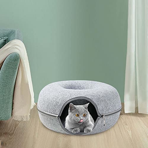 Lit tunnel pour chat – Tunnel circulaire amovible pour animaux de compagnie pour petits animaux de compagnie, espace de jeu et abri