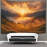 kaiyun Antiguas terrazas chinas Tapiz Para Colgar En La Pared Early Morning Solrise Tapices Estéticos,decoración De Dormitorio, Sala De Estar,dormitorio 180cmx230cm