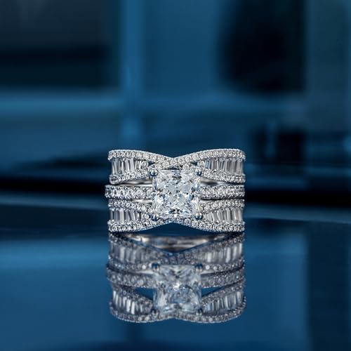 Jeulia 3.14ct Interchangeable Double Bowknot Ring Set for Women, Sterling Silver Engagement Wedding Gift 2-Piece with Jewelry Box3