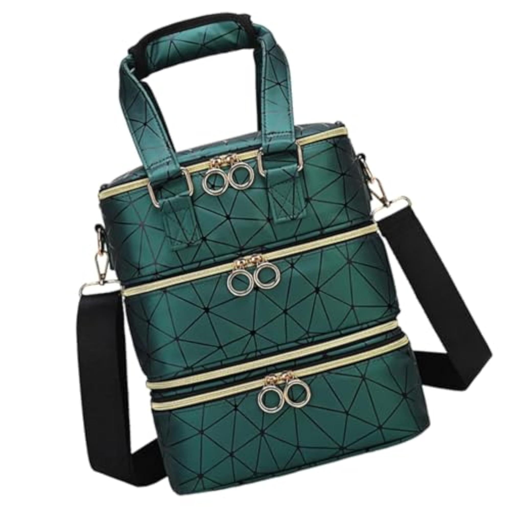 Stylish Green Nail Polish Organizer with Zipper Closure