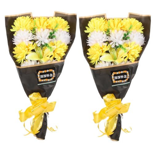 Holibanna 2pezzi Bouquet Commemorativo Fiori Artificiali Per Cimitero Decorazioni Eleganti e Fiori Sintetici Per Funerali e Stabile e Resistente Per Esterni
