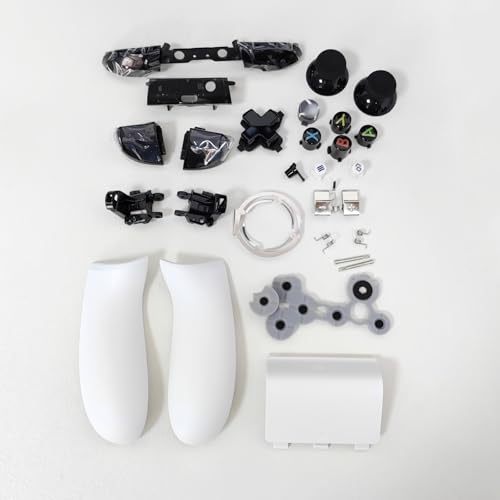 Image of Hzxkqmil Replacement Full Housing Shell Kit for Xbox One X /S Controller | DIY Faceplate Case Front Cover Back Shell Middle Frame Side Rails Buttons Accessories for Xbox One S /X Controller 1708, White