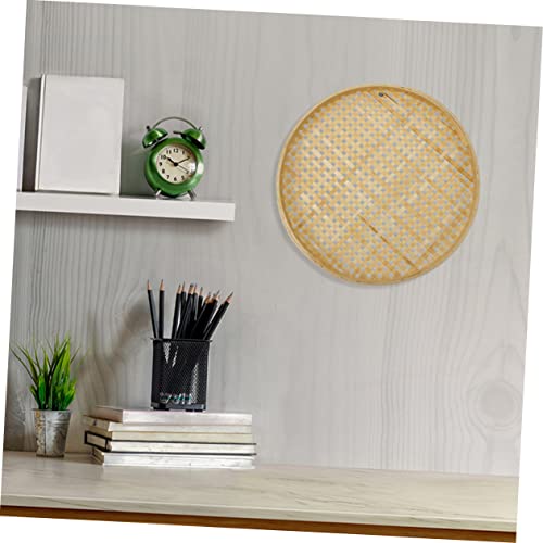 Showeroro 58EU2PP361D09QWD 3Pcs Bamboo Sieve Round Baskets Woven Storage Baskets Woven Tray Fruit Rattan Tray Woven Fruit Basket Natural Basket Bamboo Colander Basket Bamboo Weaving Sieve Vegetable Food thumb #5