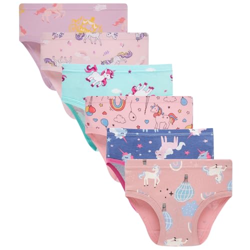 Boboking Little Girls Undies Kids Soft 100% Cotton Panties Underwear (Pack of 6) 5-6yrs Pink