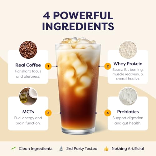 Image of Javvy Protein Iced Coffee - Premium Whey Protein & Iced Coffees, 100% Natural Cold Brew, Zero Artificial Flavors & Sweeteners, 80mg Caffeine, No Added Sugar, 20 Servings, Sugar Cookie, 1 Pack