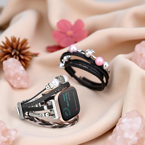 Pulsera de cuero compatible con Fitbit Versa 4/3 y Sense 2 miniatura 6