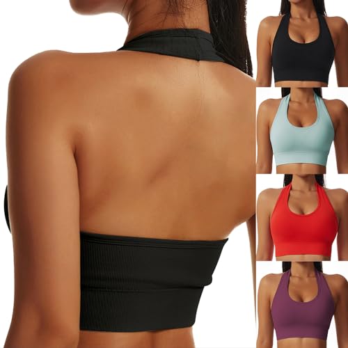 Litthing Reggiseno Sportivo da Donna Senza Schienale Bralette Senza Cuciture Supporto Medio Reggiseni Imbottiti Comfort Senza Ferretto Canotte da Palestra Yoga Push Up Sexy Crop Tops