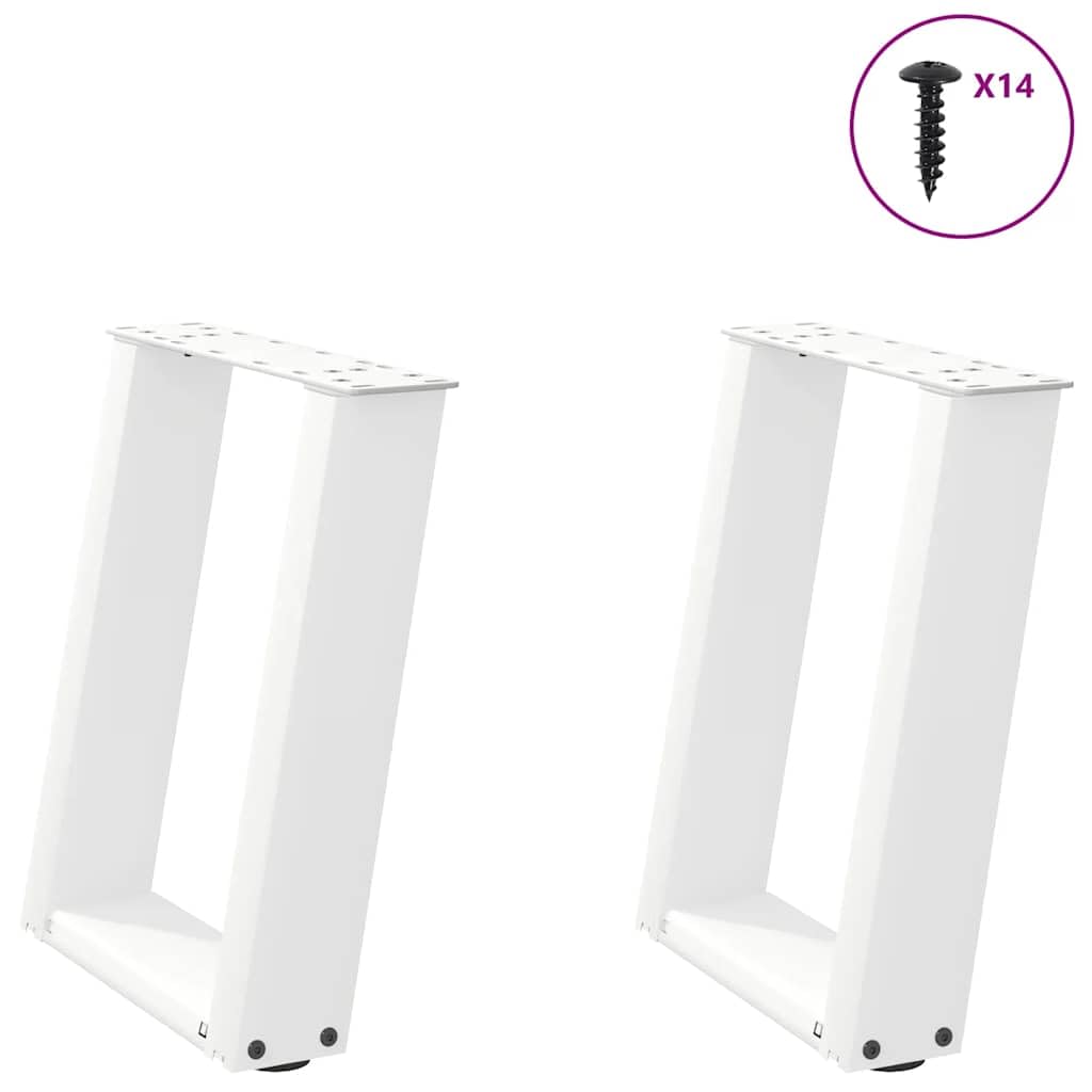 Gambe per tavolino 2 pezzi a forma di U 38 x (42-43) cm in acciaio bianco