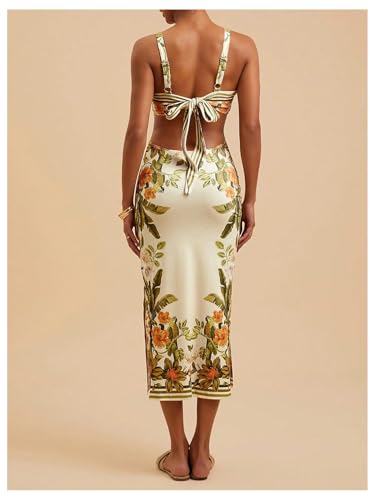 Image of Floerns Women's Tropical Bow Tie Back Long Dress Sleeveless Maxi Dress | Hawaiian Resort Wear, Coastal Vacation, Beach Wedding Guest, Side Slit, Spring Break Outfits