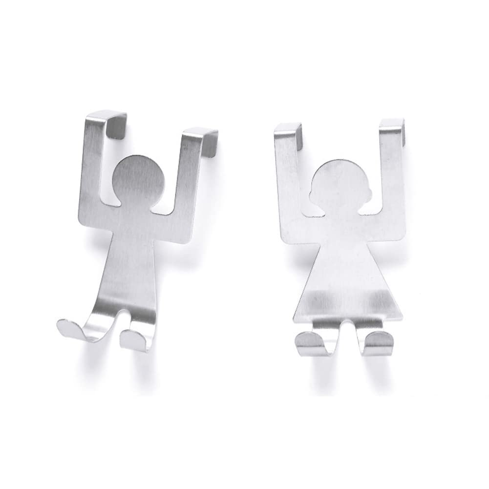 Gsycle Door Back Hook, Stainless Steel Cartoon Man Shaped Hooks Clothes Rack Towel Rack Storage Hanging Holder for Kitchen Bathroom Kitchen