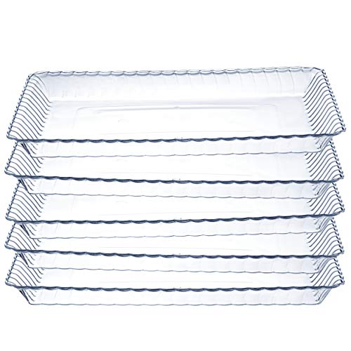 Set of 6 - Plastic Serving Trays, Disposable Trays Fruit Platters Cake Tray, for Party's Weddings Holiday, Rectangular 9 x 13 Clear