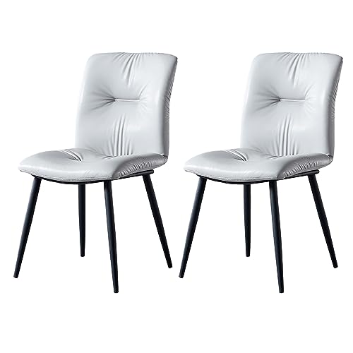 Chaise de salle à manger en simili cuir et métal noir (lot de 2)
