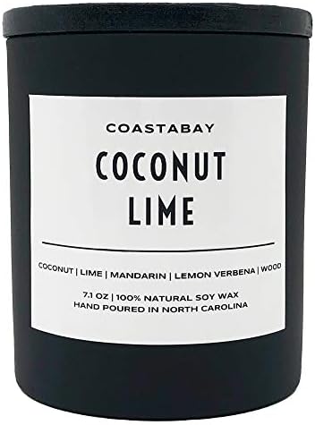 CoastaBay Coconut Lime Candle | Natural Soy, Spring and Summer Candles, Tropical Candle, Coconut Candles for Home, Lemon Verbena Scented, Citrus Candle, Organic, 7.1oz