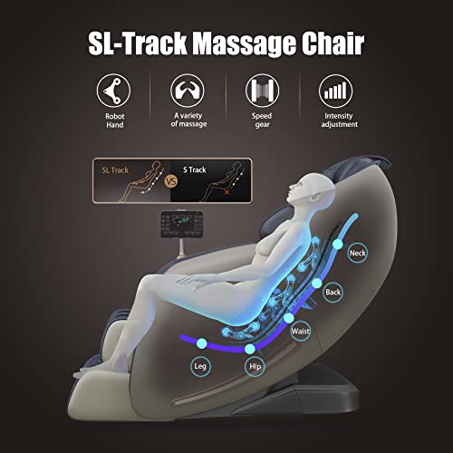 Real Relax Massage Chair, Full Body Zero Gravity SL-Track Shiatsu Massage Recliner Chair with Heat Body Scan Bluetooth Foot Roller, Favor-06 Blue - Image 3