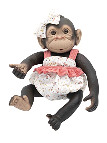 ROSATOYS Mono - Chimpanze - Gorila Bebé Reborn - 40cm Pelele Naranja en Estuche de Regalo.