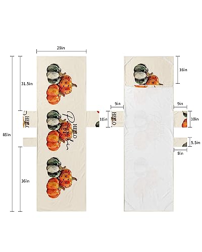 Orange Green Pumpkins, Beach Lounge Chair Towel Cover, Soft Chaise Lounge Towel with Side Pockets Patio Pool Chairs Cover for Beach/Pool Sunbathing 29x85 Fall Thanksgiving Autumn Harvest