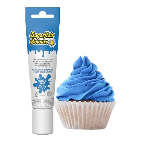 Sugarflair Essentials Bright Blue Food Colouring Gel 25g - Concentrated Gel Food Dye for Cake Decorating Buttercream Fondant Royal Icing - Vegan Kosher Bake-Stable