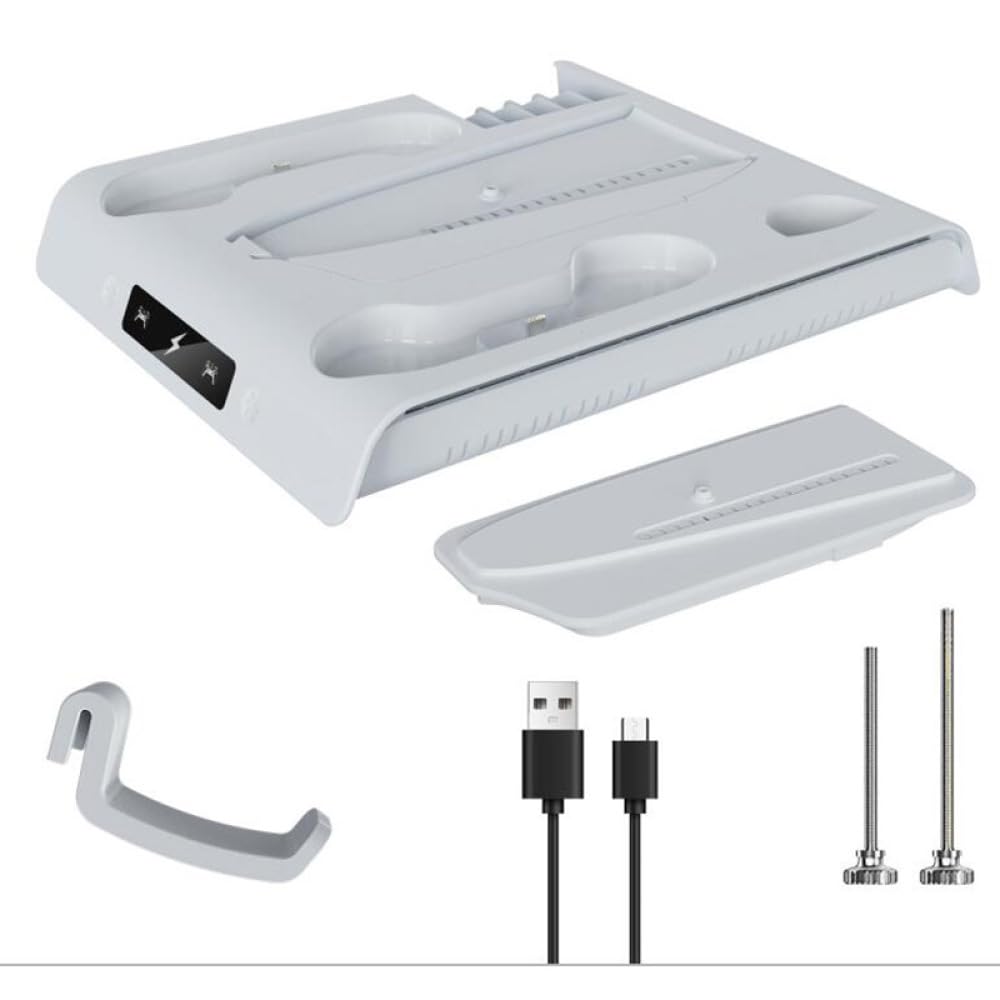 Genérico RGB wentylator stojący konsola do PS5 Slim, zestaw chłodzący stojący podwójny kontroler ładowania stacji uchwyt słuchawkowy do konsoli slim P5